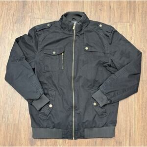 WANTDO Mens Black Bomber Military Casual Modern Jacket 100 Cotton